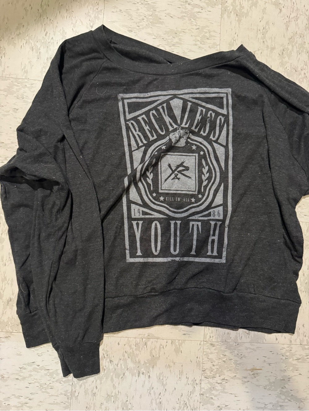 Young & Reckless Black Long-Sleeve Graphic Top